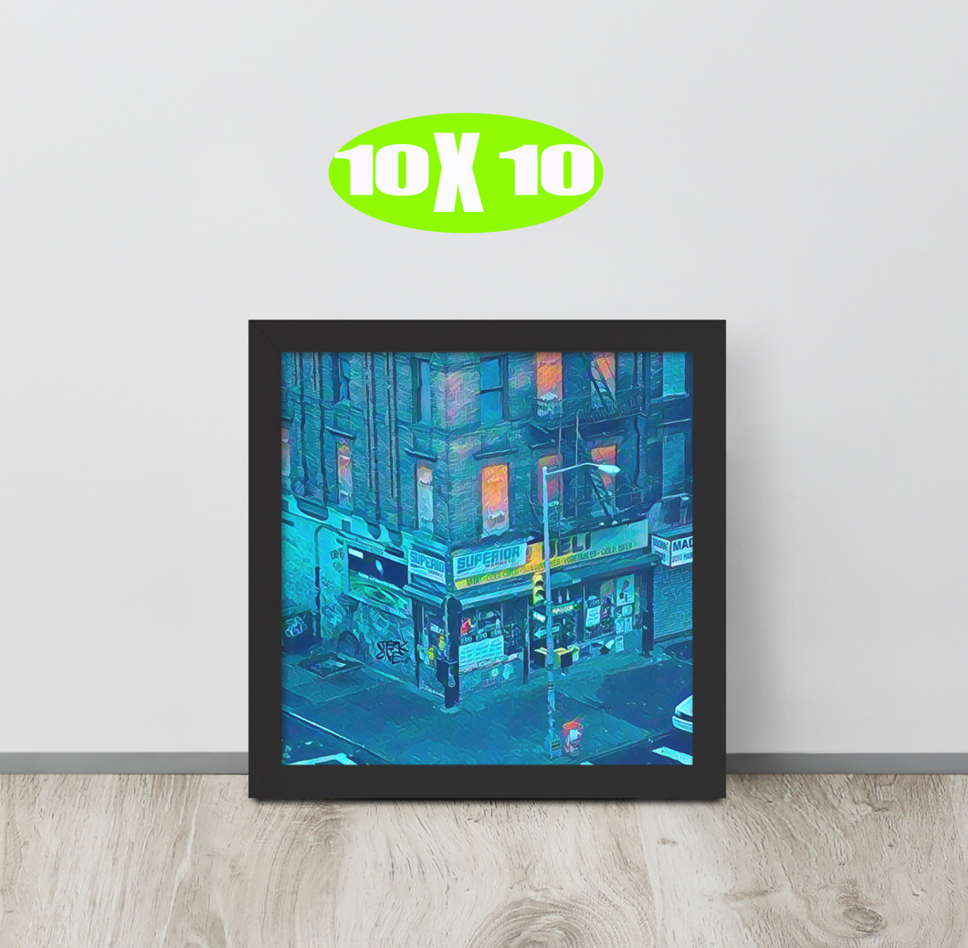 FRAMED POSTER: 132nd street & Madison Avenue -circa 1993: Harlem Streets -The Art Collection
