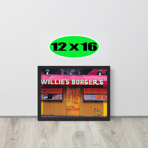 FRAMED POSTER: WILLIE'S BURGERS: Harlem Streets -The Art Collection