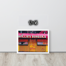 FRAMED POSTER: Willie’s Burgers : HARLEM COLLECTION