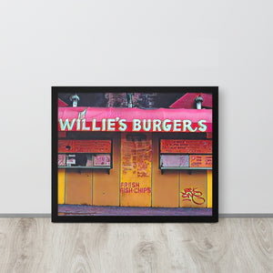 FRAMED POSTER: WILLIE'S BURGERS: Harlem Streets -The Art Collection