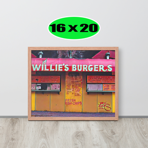 FRAMED POSTER: WILLIE'S BURGERS: Harlem Streets -The Art Collection