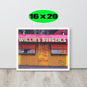 FRAMED POSTER: WILLIE'S BURGERS: Harlem Streets -The Art Collection