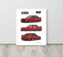FRAMED POSTER: 1987 German Motorsports Sedan -Series 007 | JECKONE Vintage | Design Study Archive