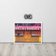 FRAMED POSTER: Willie’s Burgers : HARLEM COLLECTION