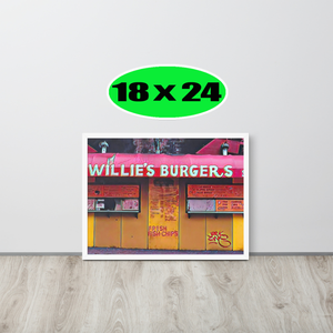 FRAMED POSTER: WILLIE'S BURGERS: Harlem Streets -The Art Collection