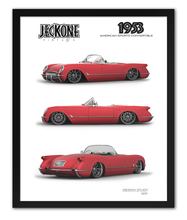 FRAMED POSTER: JECKONE Vintage | Design Study 009 | 1953 American Sports Convertible -STUDY 009