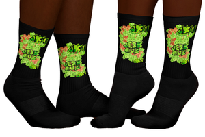 SOCKS: GREEN & ORANGE GLADIOLUS BOUQUET -uniSex