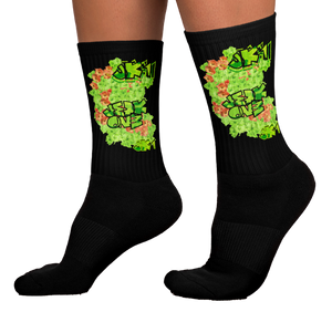 SOCKS: GREEN & ORANGE GLADIOLUS BOUQUET -uniSex