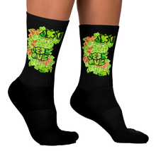 SOCKS: GREEN & ORANGE GLADIOLUS BOUQUET -uniSex