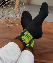 SOCKS: GREEN & ORANGE GLADIOLUS BOUQUET -uniSex
