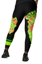 LEGGINGS (with Pockets): GREEN & ORANGE GLADIOLUS BOUQUET  -Crossover
