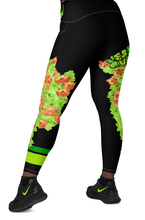 LEGGINGS (with Pockets): GREEN & ORANGE GLADIOLUS BOUQUET  -Crossover