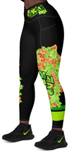 LEGGINGS (with Pockets): GREEN & ORANGE GLADIOLUS BOUQUET  -Crossover