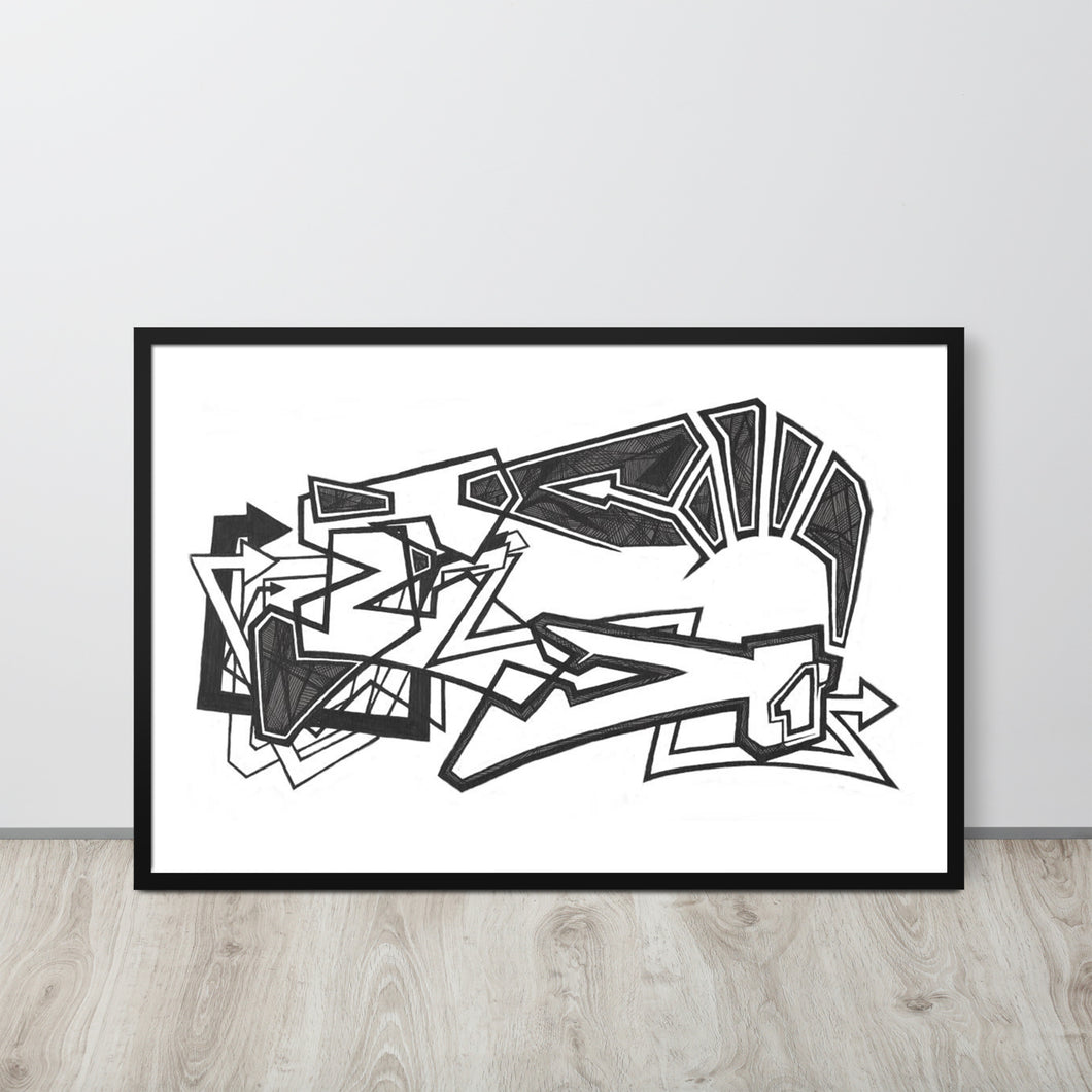 FRAMED GRAFFITI POSTER: driven2StayDriving