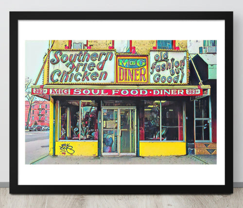 FRAMED POSTER: M&Gs Soul Food Diner: Old Harlem Streets -The Art Collection