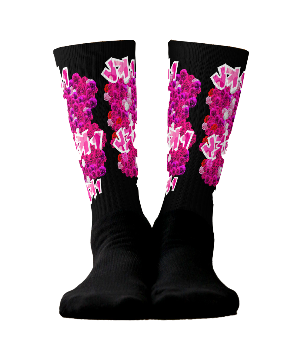 SOCKS: PINK ROSES BOUQUET -uniSex