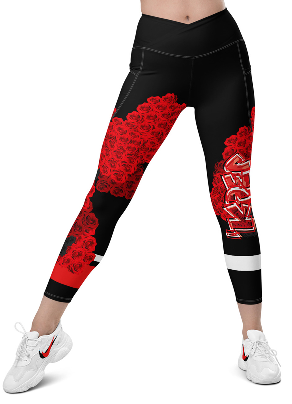 LEGGINGS (with Pockets): ROSES BOUQUET -Crossover