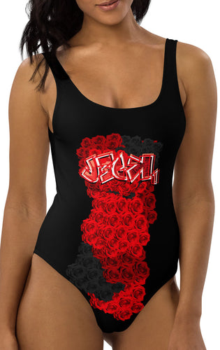 ONE PIECE SWIMSUIT:  RED ROSES BOUQUET