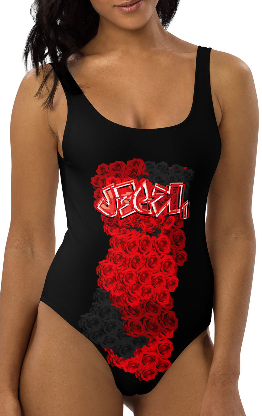 ONE PIECE SWIMSUIT:  RED ROSES BOUQUET