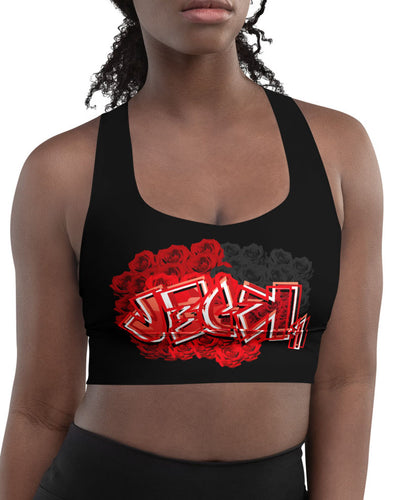 SPORTS BRA: RED ROSES BOUQUET