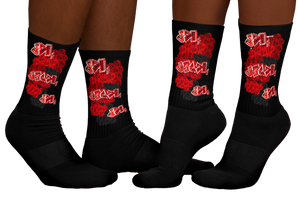 SOCKS: RED ROSES BOUQUET -uniSex