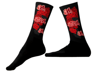 SOCKS: RED ROSES BOUQUET -uniSex