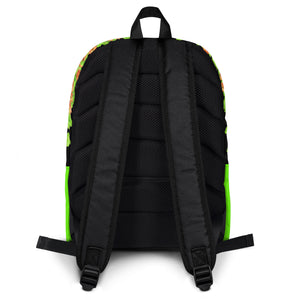 BACKPACK (Premium): GREEN & ORANGE GLADIOLUS BOUQUET - (BLACK)