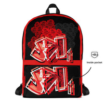 BACKPACK (Premium): RED ROSES BOUQUET -uniSex (BLACK)