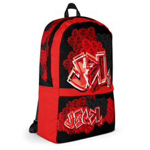 BACKPACK (Premium): RED ROSES BOUQUET -uniSex (BLACK)