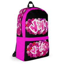 BACKPACK (Premium): PINK ROSES BOUQUET -uniSex (BLACK)