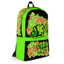 BACKPACK (Premium): GREEN & ORANGE GLADIOLUS BOUQUET - (BLACK)