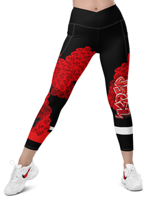 LEGGINGS (with Pockets): ROSES BOUQUET -Crossover