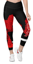 LEGGINGS (with Pockets): ROSES BOUQUET -Crossover