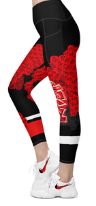 LEGGINGS (with Pockets): ROSES BOUQUET -Crossover