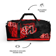 GYM DUFFLE BAG (Premium): RED ROSES BOUQUET -uniSex (BLACK)