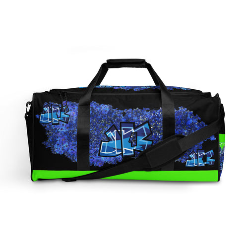 GYM DUFFLE BAG (Premium): DELPHINIUMS BOUQUET -uniSex (BLACK)