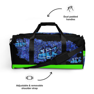 GYM DUFFLE BAG (Premium): DELPHINIUMS BOUQUET -uniSex (BLACK)