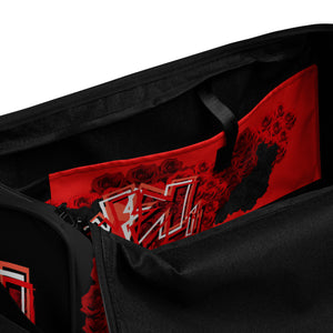 GYM DUFFLE BAG (Premium): RED ROSES BOUQUET -uniSex (BLACK)