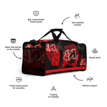 GYM DUFFLE BAG (Premium): RED ROSES BOUQUET -uniSex (BLACK)