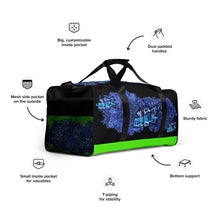 GYM DUFFLE BAG (Premium): DELPHINIUMS BOUQUET -uniSex (BLACK)