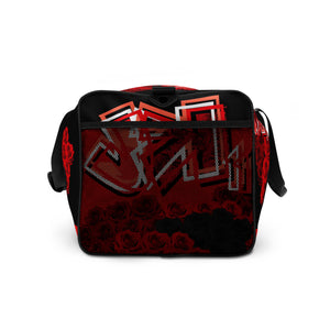GYM DUFFLE BAG (Premium): RED ROSES BOUQUET -uniSex (BLACK)