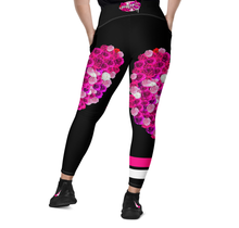 LEGGINGS (with Pockets): PINK ROSES BOUQUET -Crossover