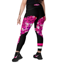 LEGGINGS (with Pockets): PINK ROSES BOUQUET -Crossover