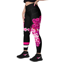 LEGGINGS (with Pockets): PINK ROSES BOUQUET -Crossover