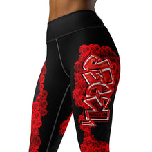 YOGA LEGGINGS: RED ROSES BOUQUET -(BLACK)