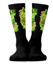 SOCKS: GREEN & ORANGE GLADIOLUS BOUQUET -uniSex