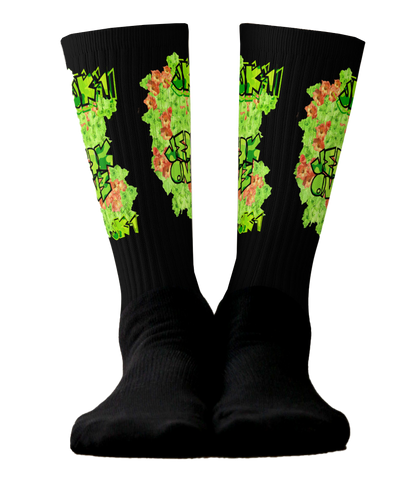 SOCKS: GREEN & ORANGE GLADIOLUS BOUQUET -uniSex