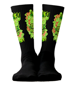 SOCKS: GREEN & ORANGE GLADIOLUS BOUQUET -uniSex