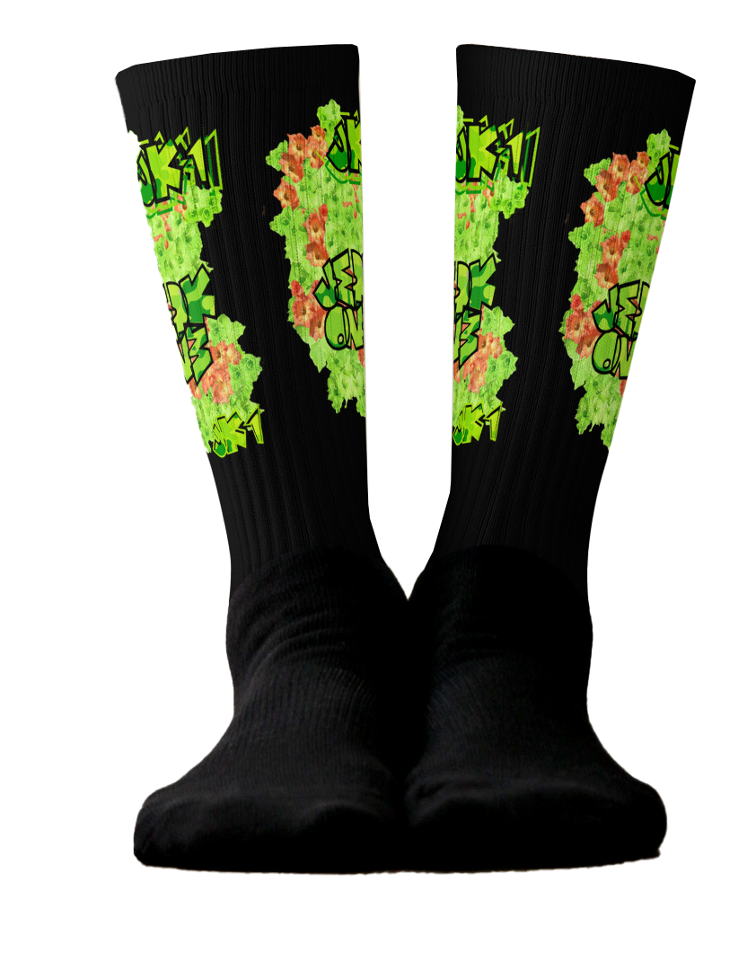 SOCKS: GREEN & ORANGE GLADIOLUS BOUQUET -uniSex