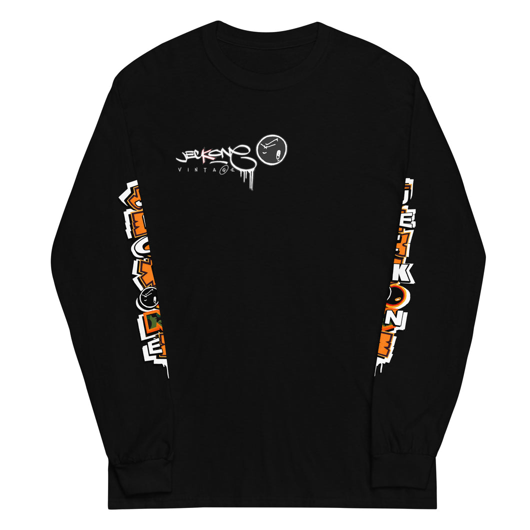 LONG SLEEVE TEE (uniSex): OrangeNeonCamoDrip -flipped
